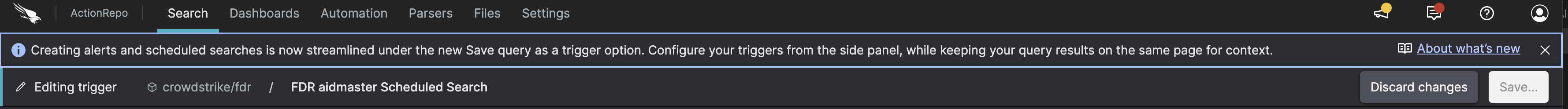 Editing Query from the Search Page