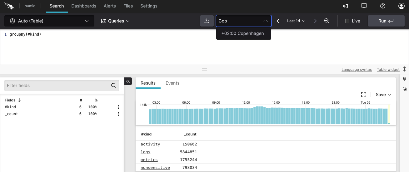 Change Time Zone from Search